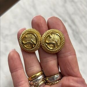 Vintage St. John Monogram Gold Tone Two Cuff Links